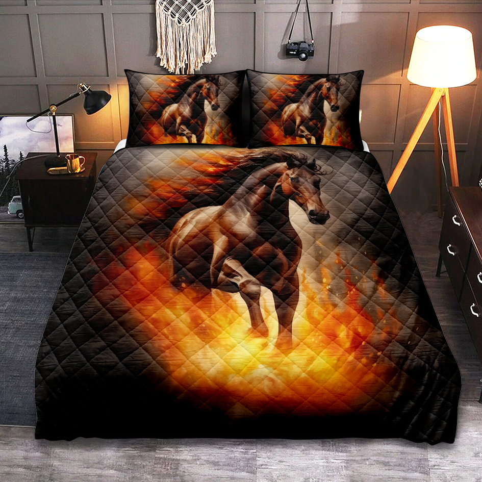 Flame Fire Print Pattern Bed Set Quilt