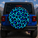 Leopard Pattern Skin Blue Custom Jeep Wheel Cover With Camera Hole
