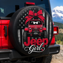 Red Jeep Girl American Flag Custom Wheel Cover With Camera Hole