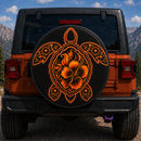 Orange Hibiscus Sea Turtle Custom Jeep Wheel Cover With Camera Hole