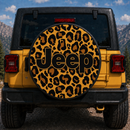 Gold Leopard Pattern Skin Custom Jeep Wheel Cover With Camera Hole