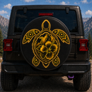 Yellow Hibiscus Sea Turtle Custom Jeep Wheel Cover With Camera Hole