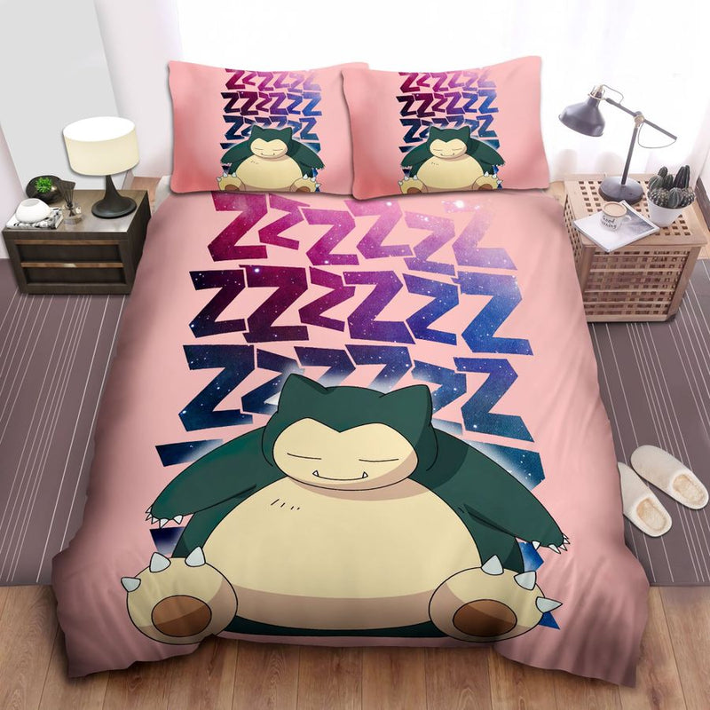 Pokemon Cute Snorlax Sleeping Bedding Set Duvet Cover And 2 Pillowcases Nearkii