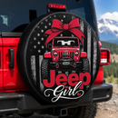 Red Jeep Girl American Flag Car Spare Tire Cover