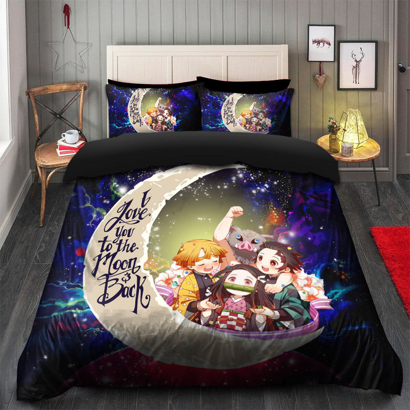 Demond Slayer Team Love You To The Moon Galaxy Bedding Set Duvet Cover And 2 Pillowcases Nearkii