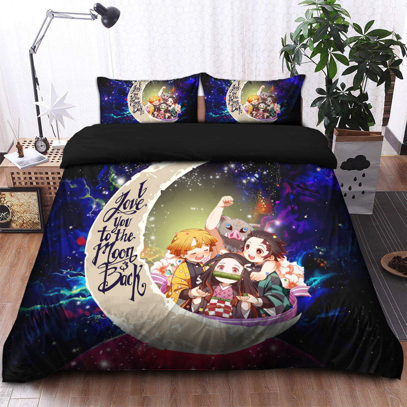 Demond Slayer Team Love You To The Moon Galaxy Bedding Set Duvet Cover And 2 Pillowcases Nearkii