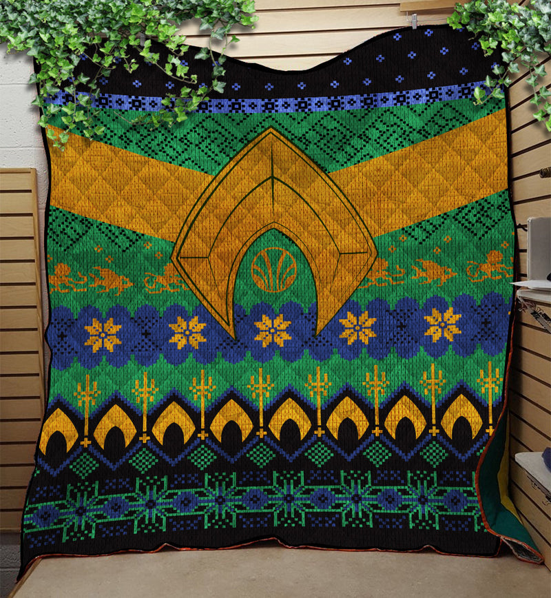 Aquaman Atlantean Tidings Christmas Quilt Blanket Nearkii