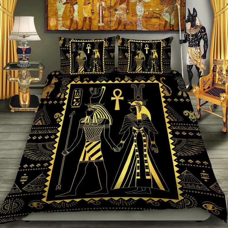 Ancient Egyptian Bedding Set Duvet Cover And 2 Pillowcases Nearkii