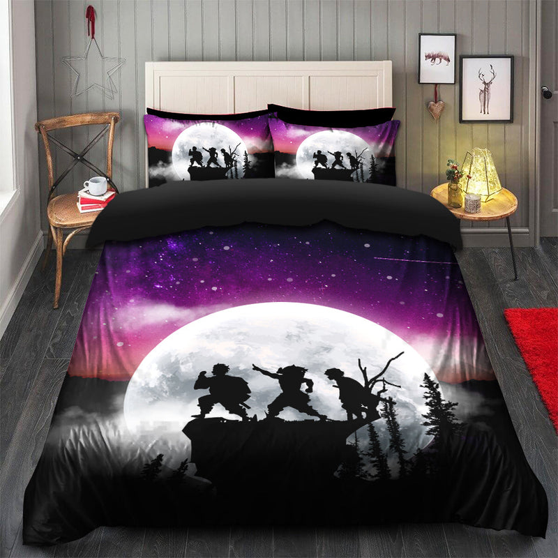 Demon Slayer Kimetsu No Yaiba Anime Moon Night Galaxy Bedding Set Duvet Cover And 2 Pillowcases Nearkii