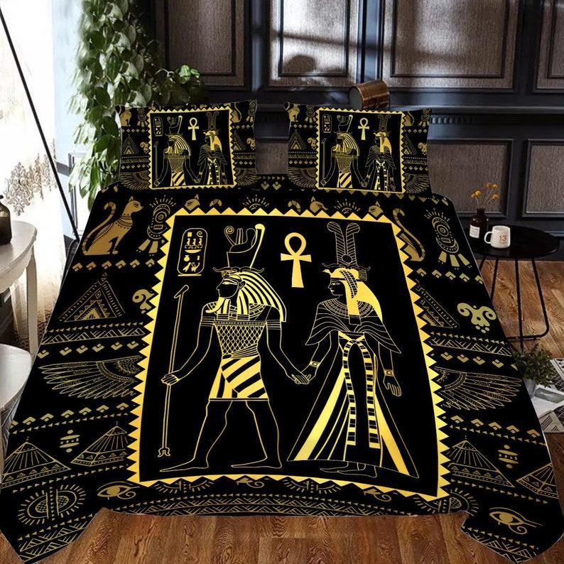 Ancient Egyptian Bedding Set Duvet Cover And 2 Pillowcases Nearkii