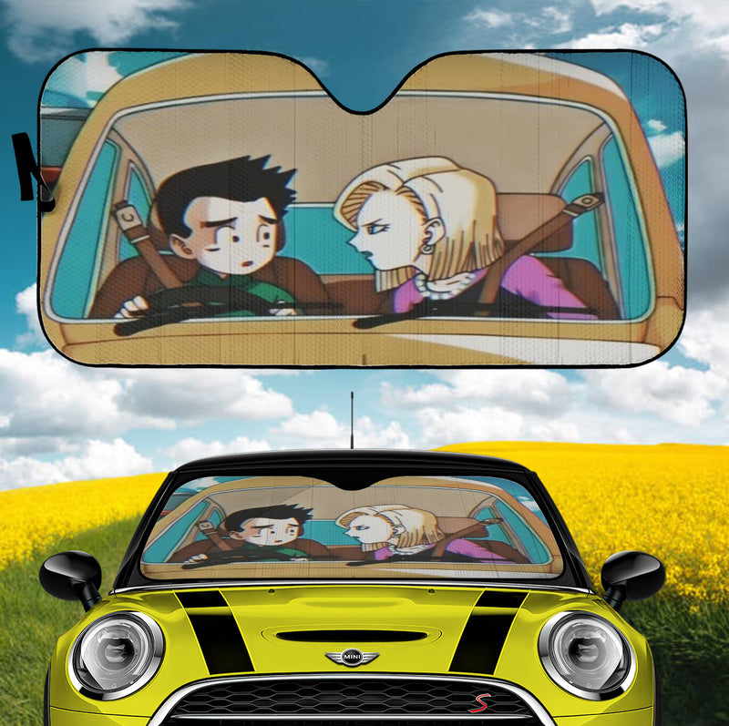 Dragon Ball Krillin And 18 Driving Car Auto Sunshades