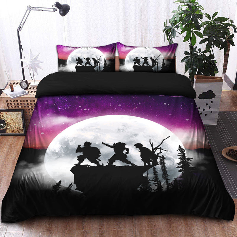 Demon Slayer Kimetsu No Yaiba Anime Moon Night Galaxy Bedding Set Duvet Cover And 2 Pillowcases Nearkii