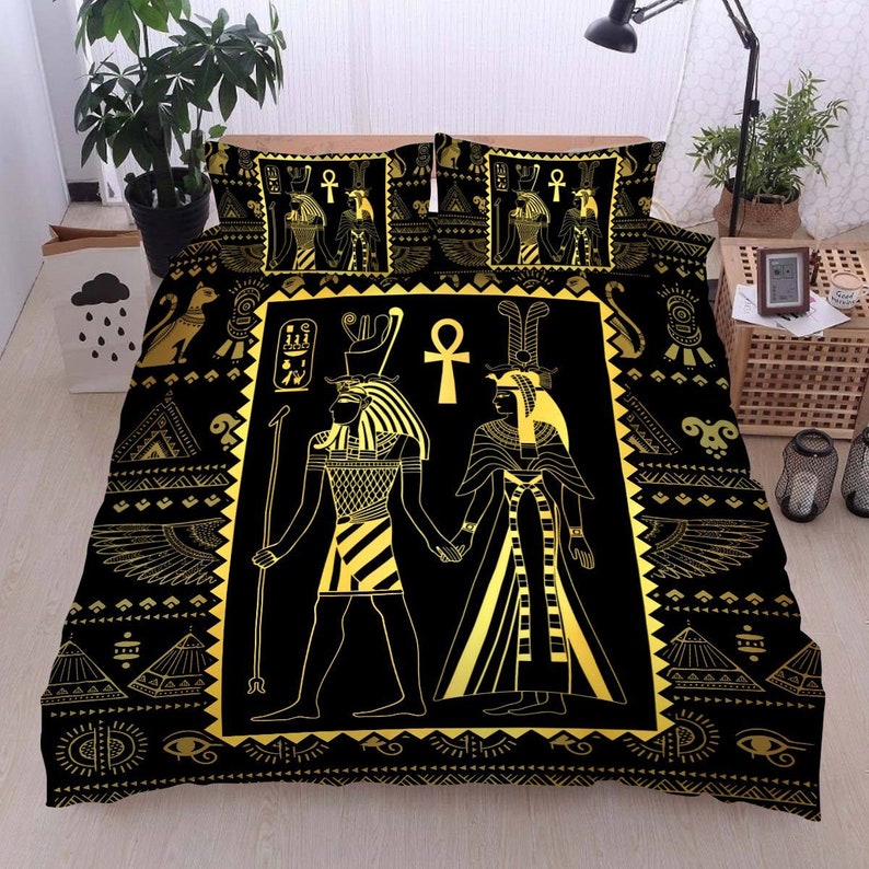 Ancient Egyptian Bedding Set Duvet Cover And 2 Pillowcases Nearkii