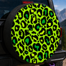 Leopard Pattern Skin Green Custom Jeep Wheel Cover With Camera Hole