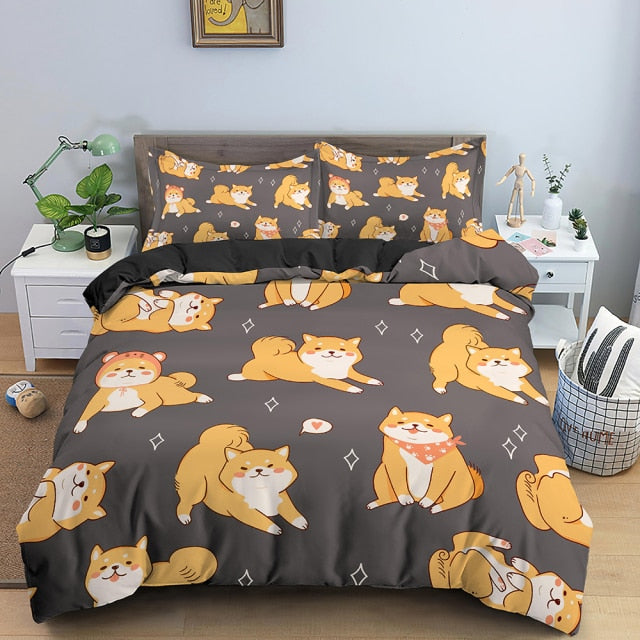 Cute Shiba Bedding Set Duvet Cover And 2 Pillowcases Nearkii