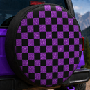 Glitter Purple And Black Squares Car Spare Tire Cover