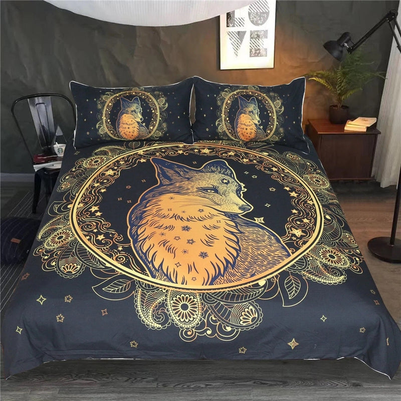 Mandala Fox Bedding Set Duvet Cover And 2 Pillowcases Nearkii