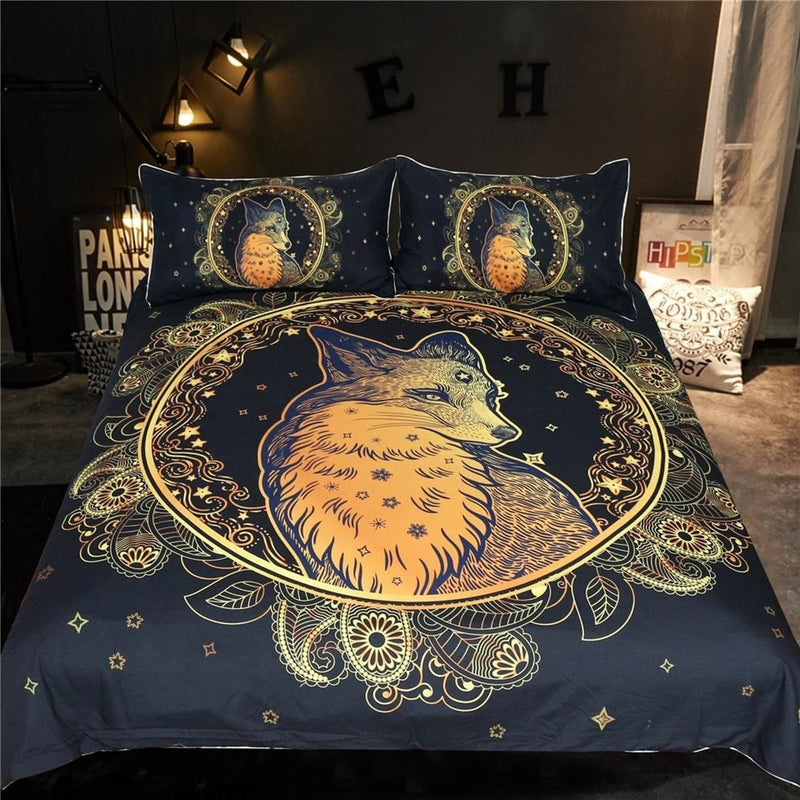 Mandala Fox Bedding Set Duvet Cover And 2 Pillowcases Nearkii