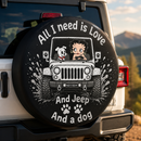 White Jeep Betty Boop Love Dog Custom Wheel Cover With Camera Hole