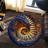 3D Dragon And Books Carpet Round Rug