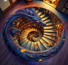 3D Dragon And Books Carpet Round Rug