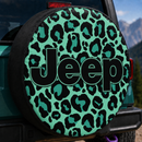 Leopard Pattern Skin Mint Custom Jeep Wheel Cover With Camera Hole