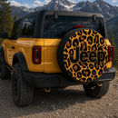 Gold Leopard Pattern Skin Custom Jeep Wheel Cover With Camera Hole