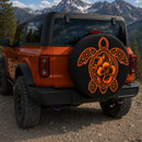 Orange Hibiscus Sea Turtle Custom Jeep Wheel Cover With Camera Hole