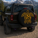 Yellow Hibiscus Sea Turtle Custom Jeep Wheel Cover With Camera Hole