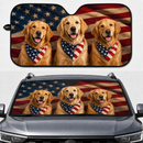 Golden Retriever USA Flag Custom Car Windshield Sunshades