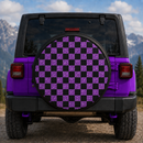Glitter Purple And Black Squares Car Spare Tire Cover
