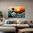 Japan The Great Wave Sunset - Living Room - Canvas Wall Art - Print - Wall Decor
