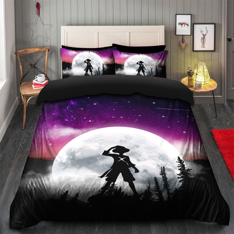 One Piece Luffy Anime Moon Night Galaxy Bedding Set Duvet Cover And 2 Pillowcases Nearkii