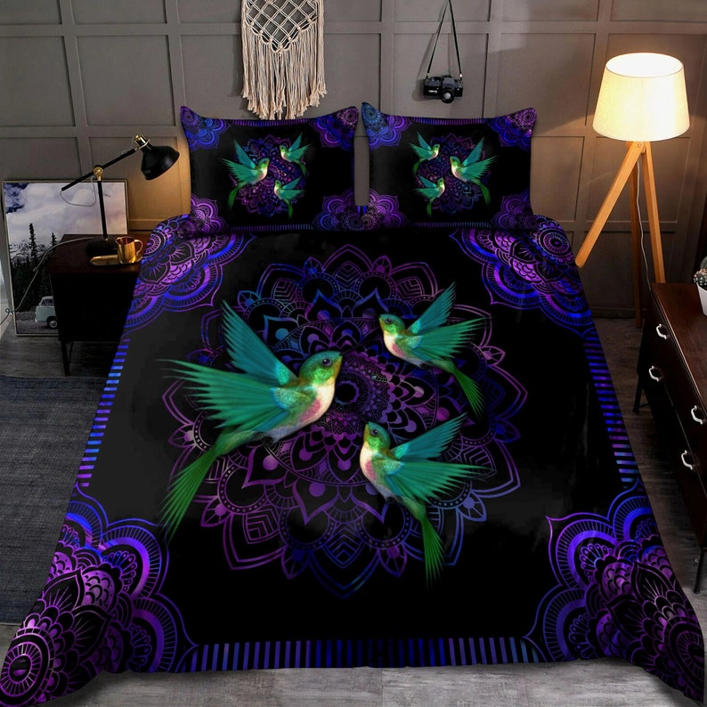 Hummingbird Mandala Bedding Set Duvet Cover And 2 Pillowcases Nearkii