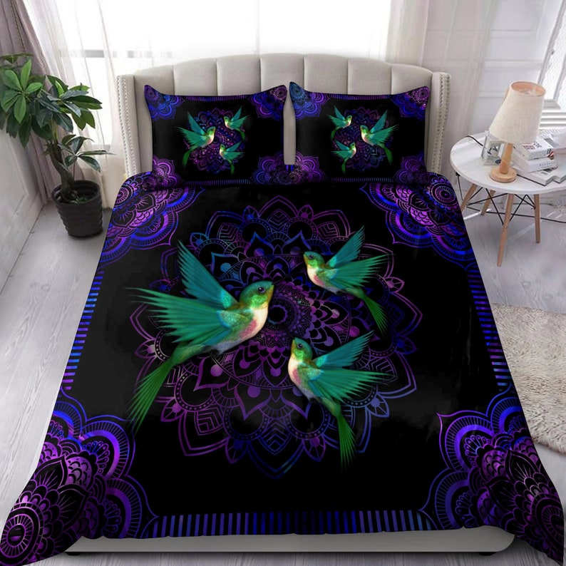 Hummingbird Mandala Bedding Set Duvet Cover And 2 Pillowcases Nearkii