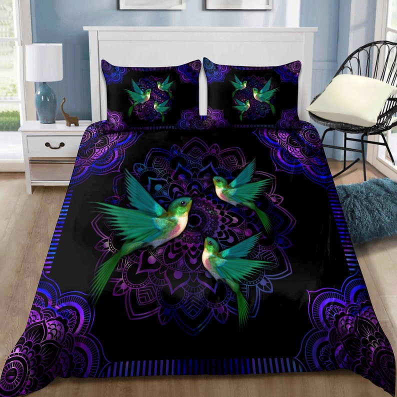 Hummingbird Mandala Bedding Set Duvet Cover And 2 Pillowcases Nearkii