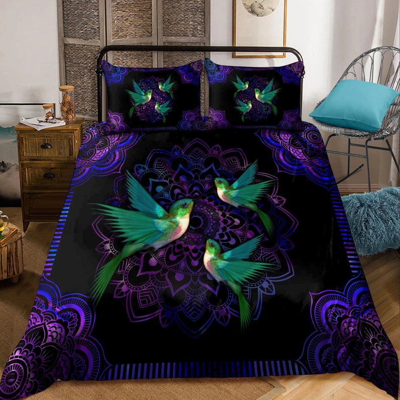 Hummingbird Mandala Bedding Set Duvet Cover And 2 Pillowcases Nearkii