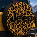 Gold Leopard Pattern Skin Custom Jeep Wheel Cover With Camera Hole