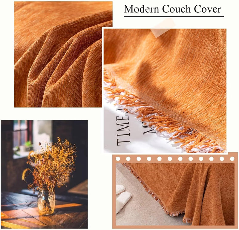 Simple Style Caramel Pumpkin Boho Couch Covers - Sofa Covers Bohemian - Gift