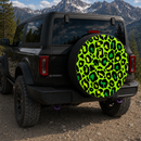 Leopard Pattern Skin Green Custom Jeep Wheel Cover With Camera Hole