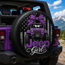 Purple Jeep Girl American Flag Custom Wheel Cover With Camera Hole