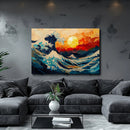 Japan The Great Wave Sunset - Living Room - Canvas Wall Art - Print - Wall Decor