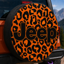 Leopard Pattern Skin Orange Custom Jeep Wheel Cover With Camera Hole