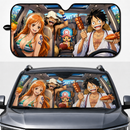One Piece Anime Luffy Nami Chopper And Usopp Driving Car Auto Sunshades