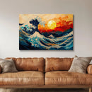 Japan The Great Wave Sunset - Living Room - Canvas Wall Art - Print - Wall Decor
