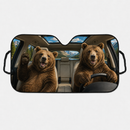 Couple Bear Driving Car Auto Sunshades