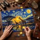 A Giraffe Starry Night Jigsaw Puzzle