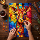 Colorful Giraffe Stained Glass Jigsaw Puzzle