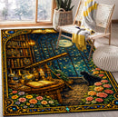 Mystic Moonlight Black Cat Rectangular Area Rug
