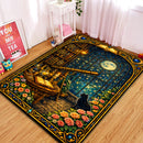 Mystic Moonlight Black Cat Rectangular Area Rug